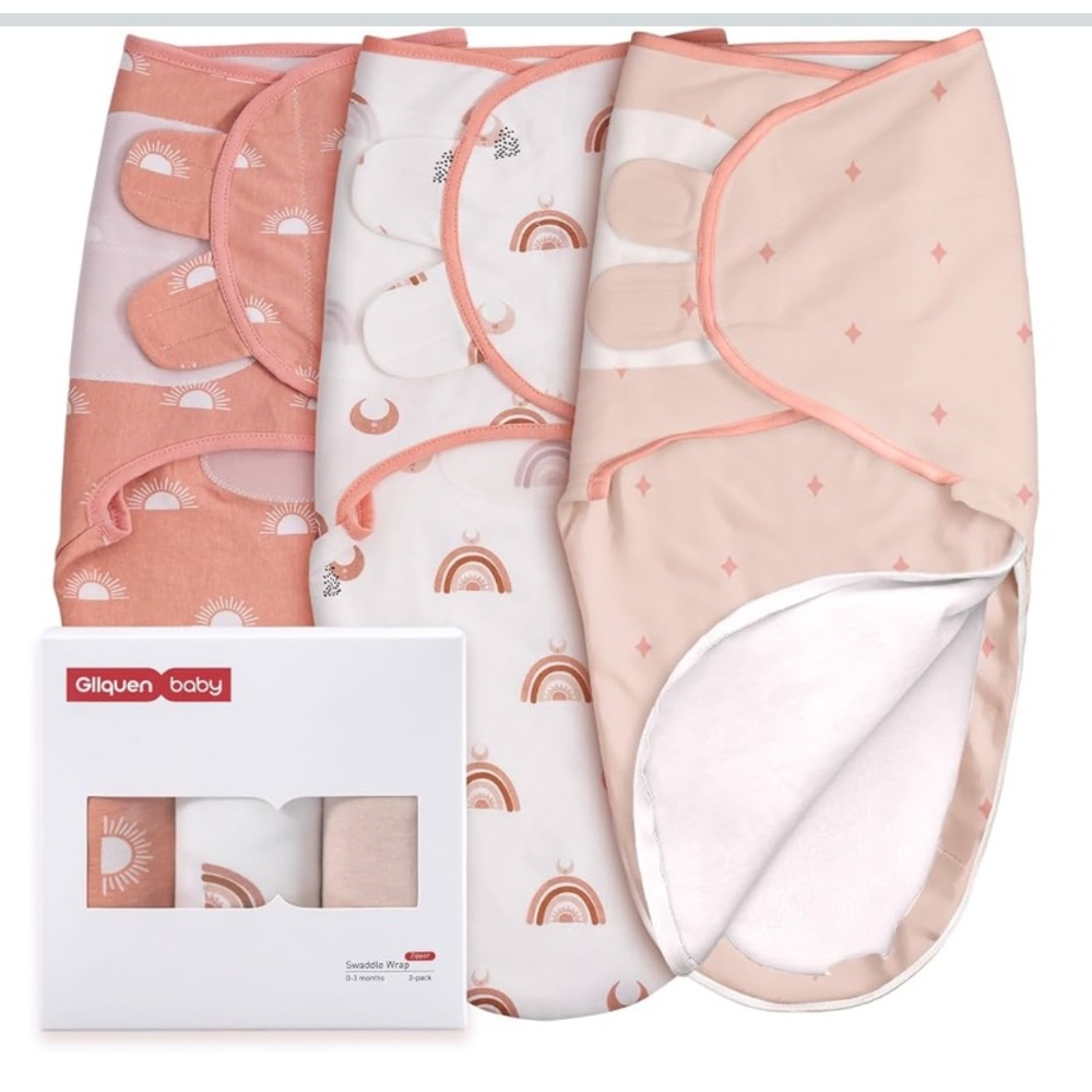 Baby Swaddle Blanket Set - Pink and Cream